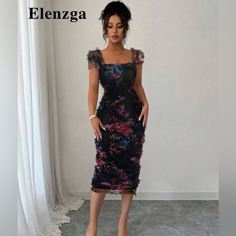 🌷HOST PICK🌷 Elenzga Black Floral Midi Dress NWOT, Size 14